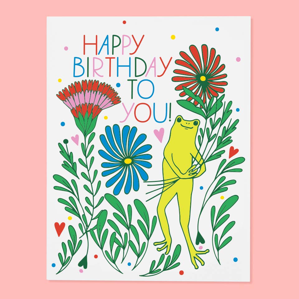 Froggy Bouquet Birthday Card