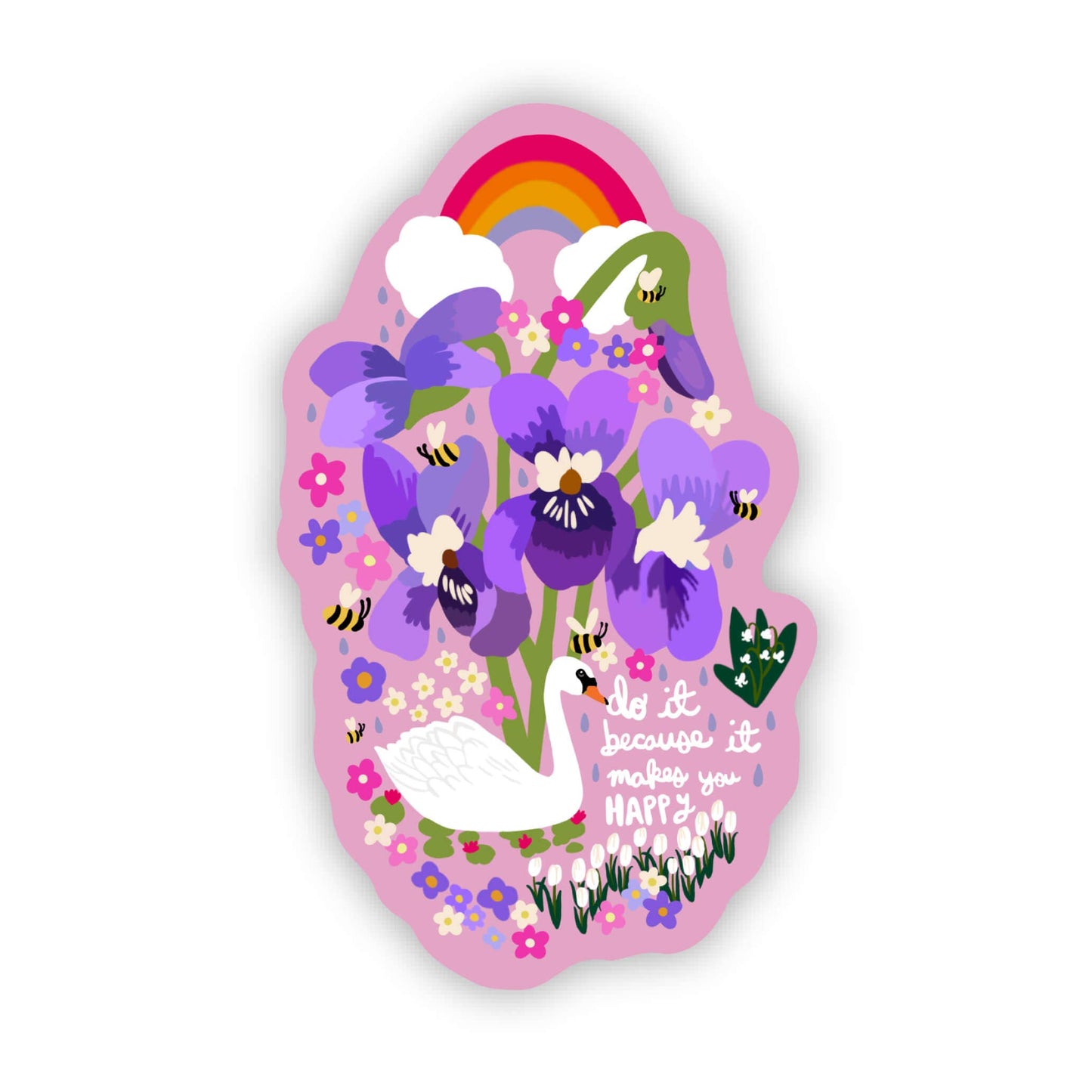 Swan Happy Sticker