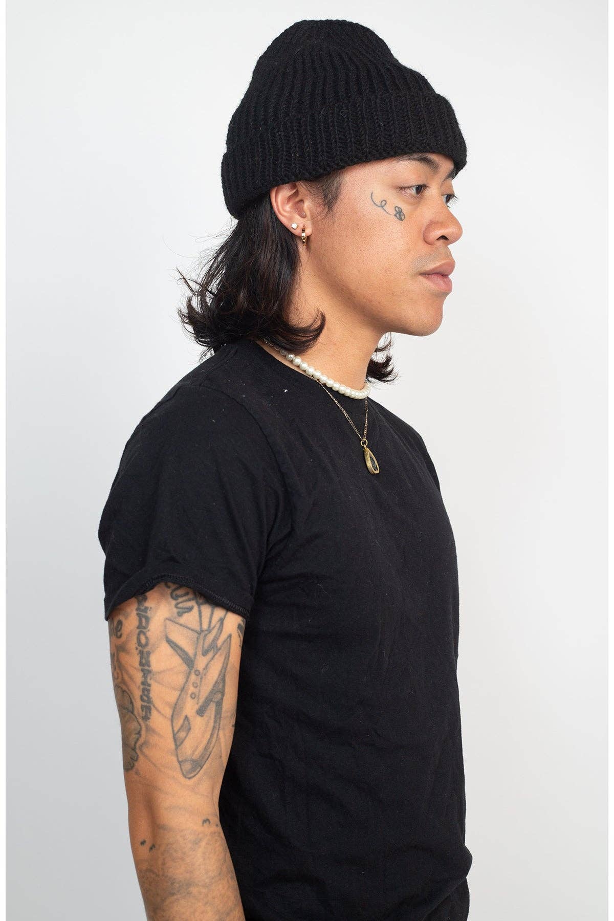 Black Wool Fisherman's Beanie