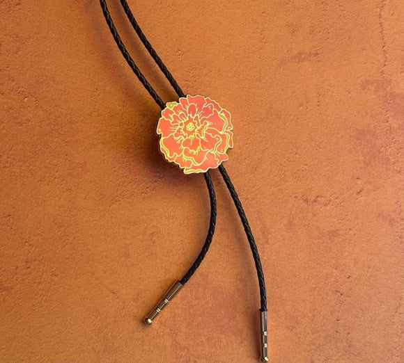 Marigold Flower Bolo Tie