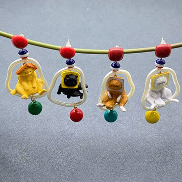 Asymmetric Resin Cat Earrings