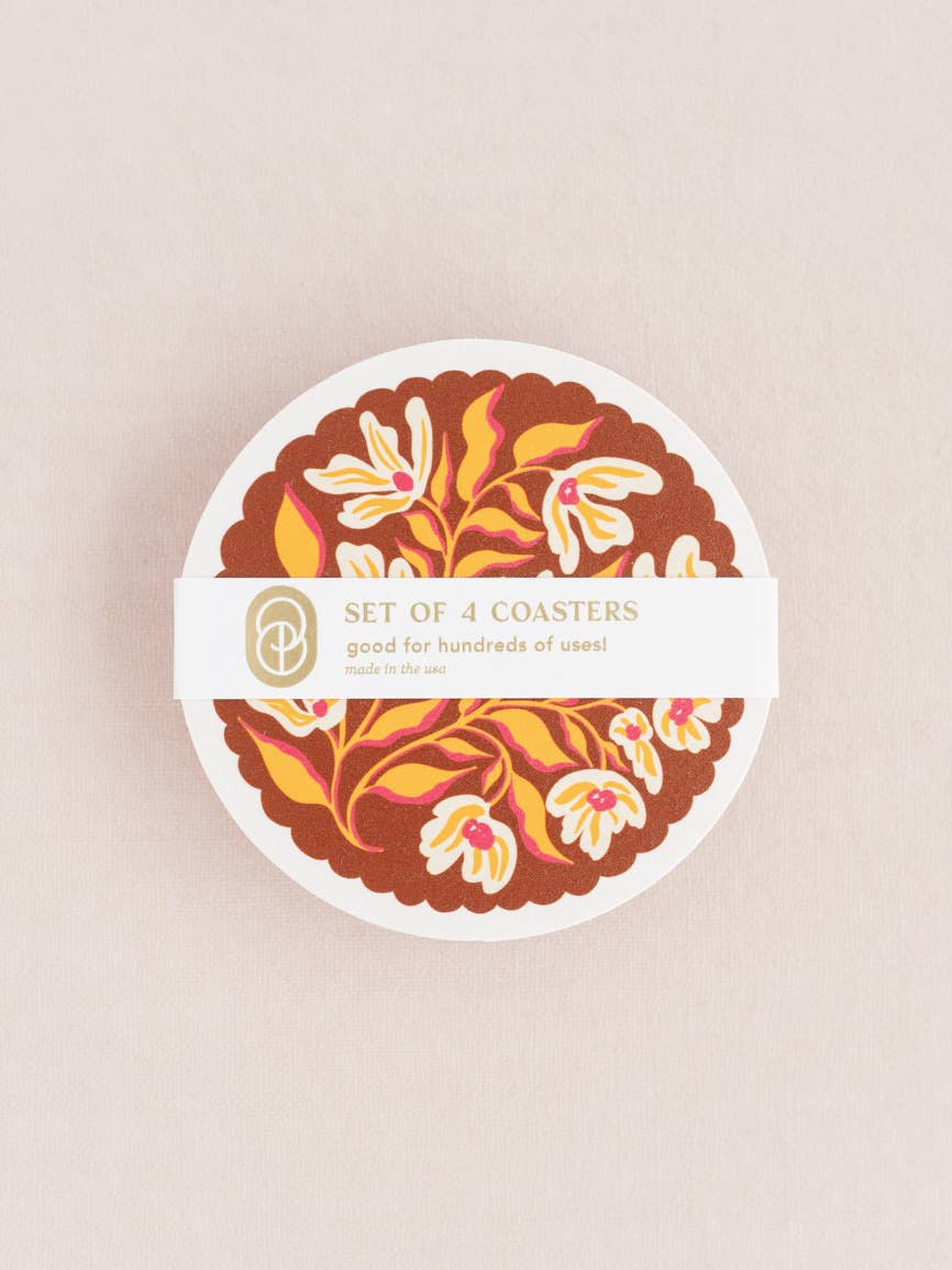 Pumpkin Spice Floral Coasters - Set of Four