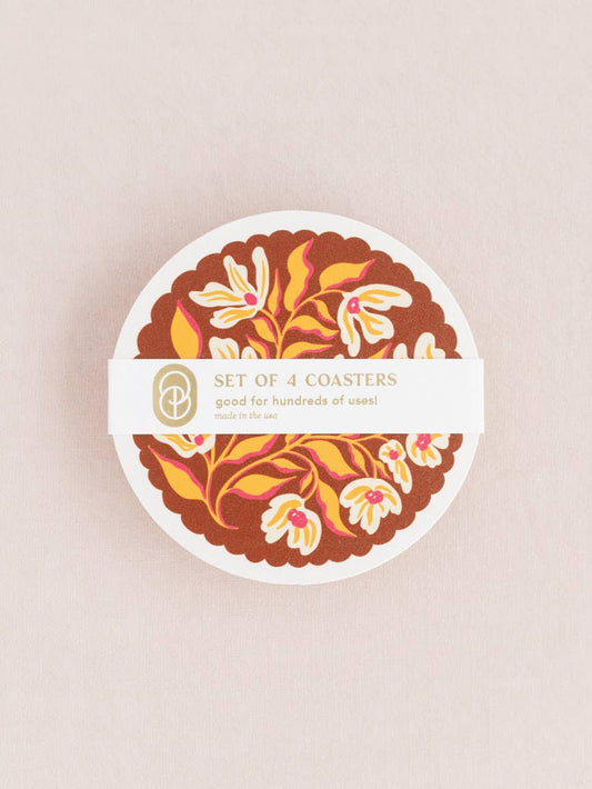 Pumpkin Spice Floral Coasters - Set of Four