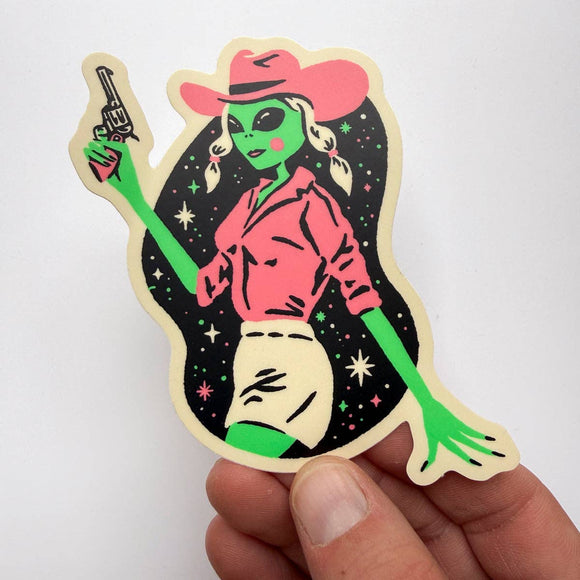 Alien Dolly Western Cowgirl Sticker