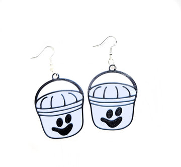 Ghost Halloween Bucket Statement Earrings