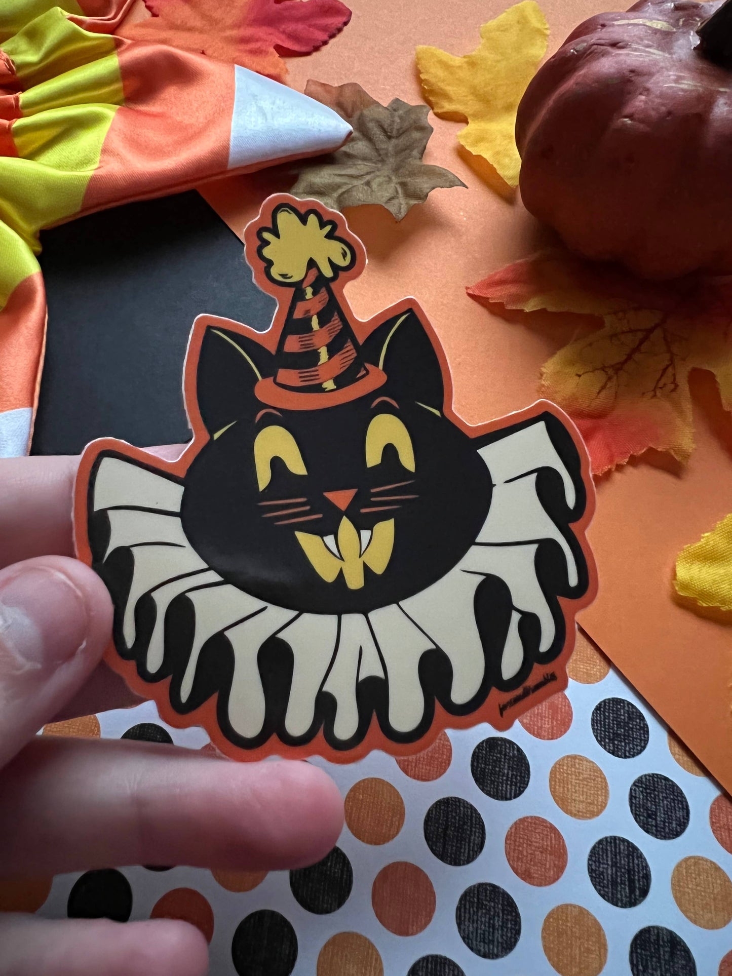 Vintage Halloween Cat Sticker