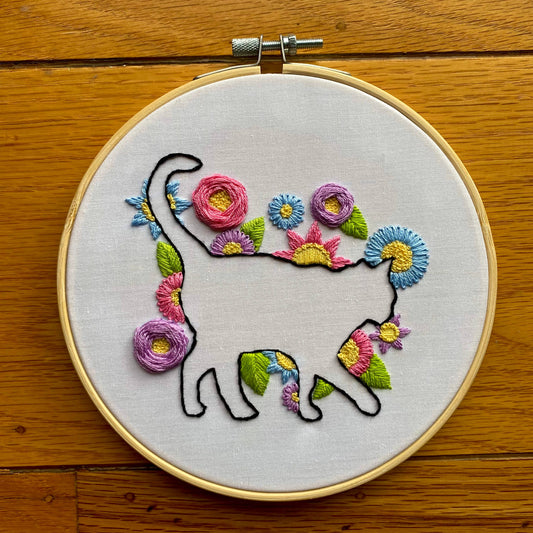 Cat in Bloom Silhouette Embroidery Kit