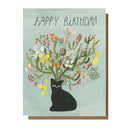 Floral Black Cat Birthday Card-1