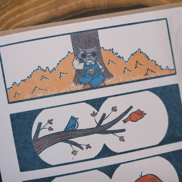 Cat Birdwatching Greeting Card