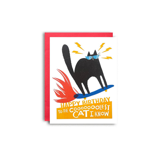 Cool Cat Risograph Birthday Card