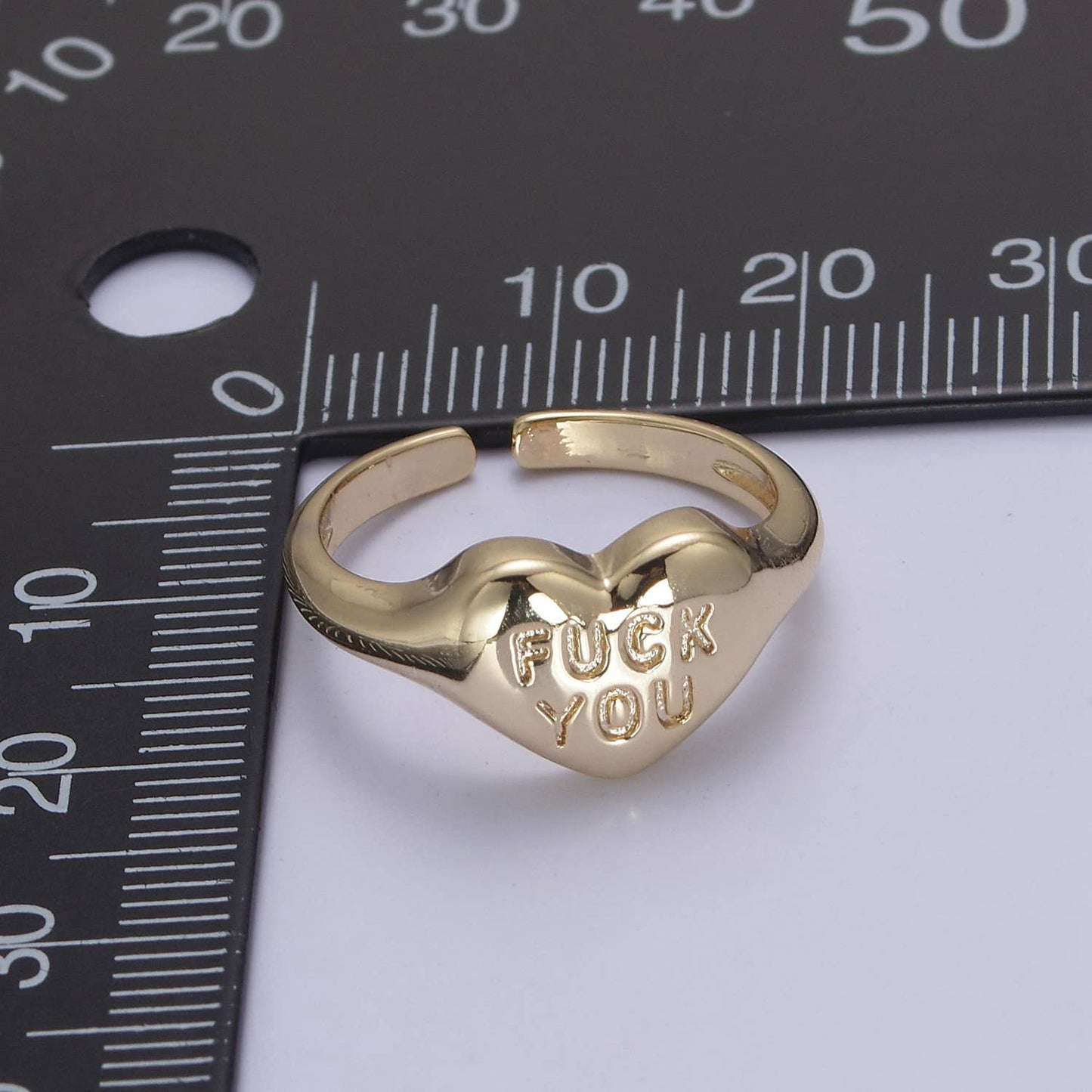 Dainty Heart FU Signet Ring