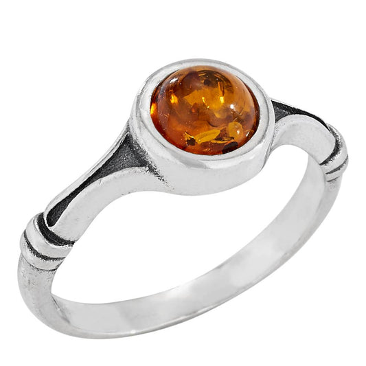 Morning Glow Amber Sterling Silver Ring