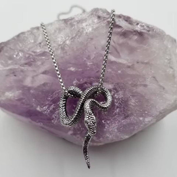 Goth Snake Pendant Necklace