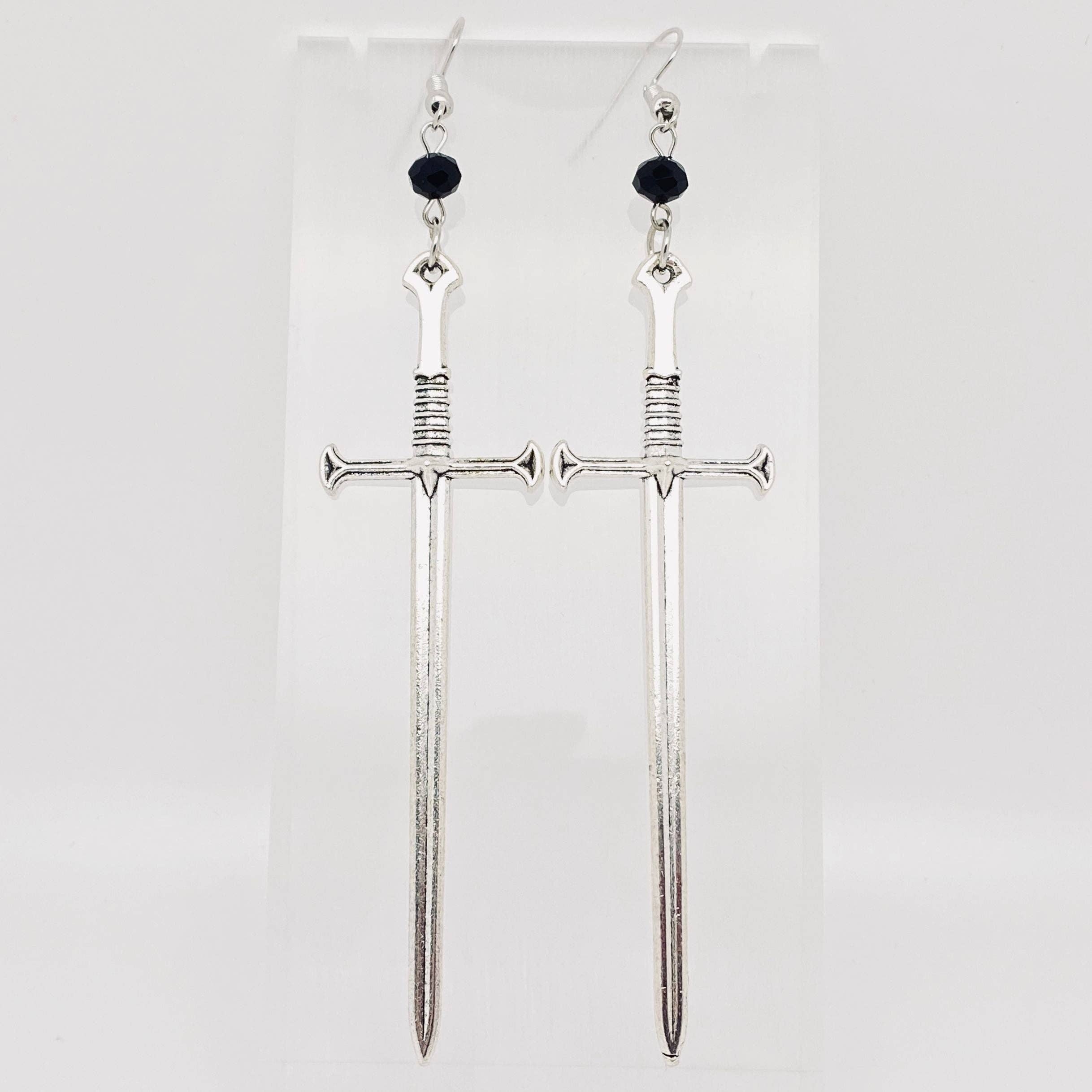Sword Long Dangle Earrings