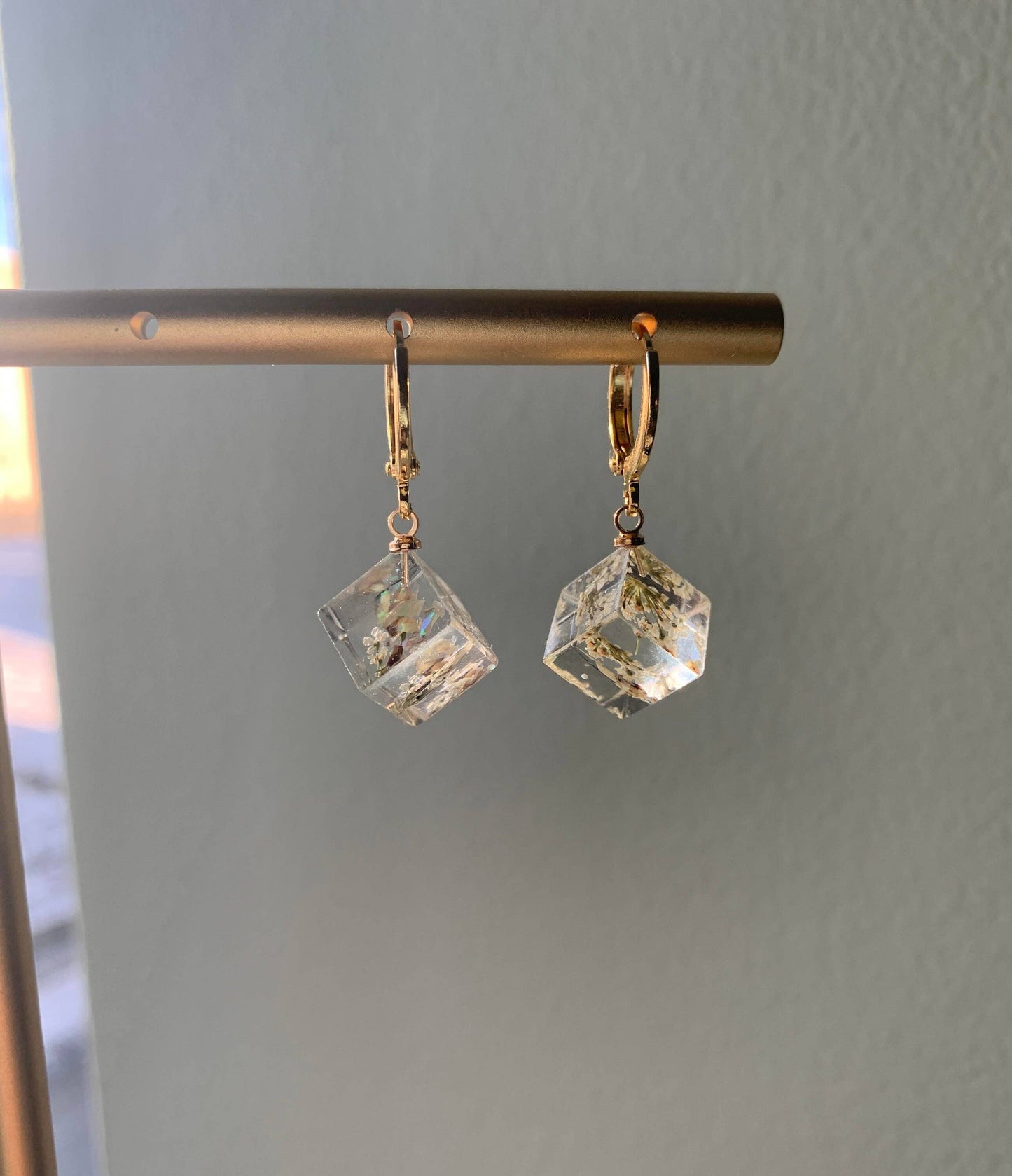 Preserved Dandelion Cube Earrings