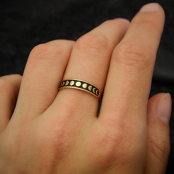Moon Phases Bronze Ring