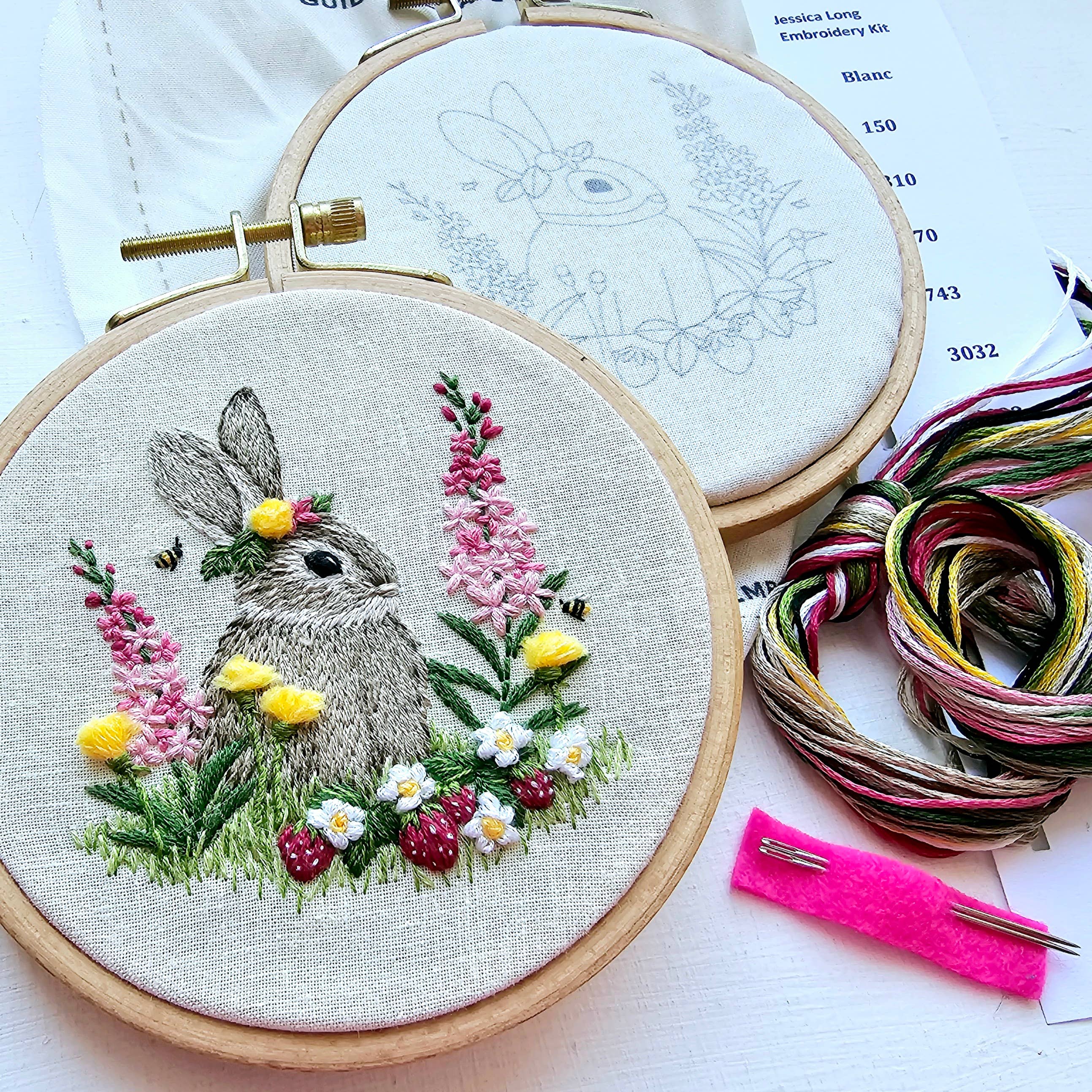 Berry Patch Bunny Hand Embroidery Kit - 0