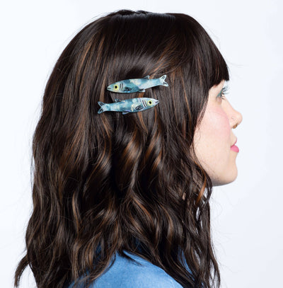 Blue Sardine Alligator Hair Clip Set - 0