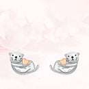 Sea Otter Heart Stud Earrings-2