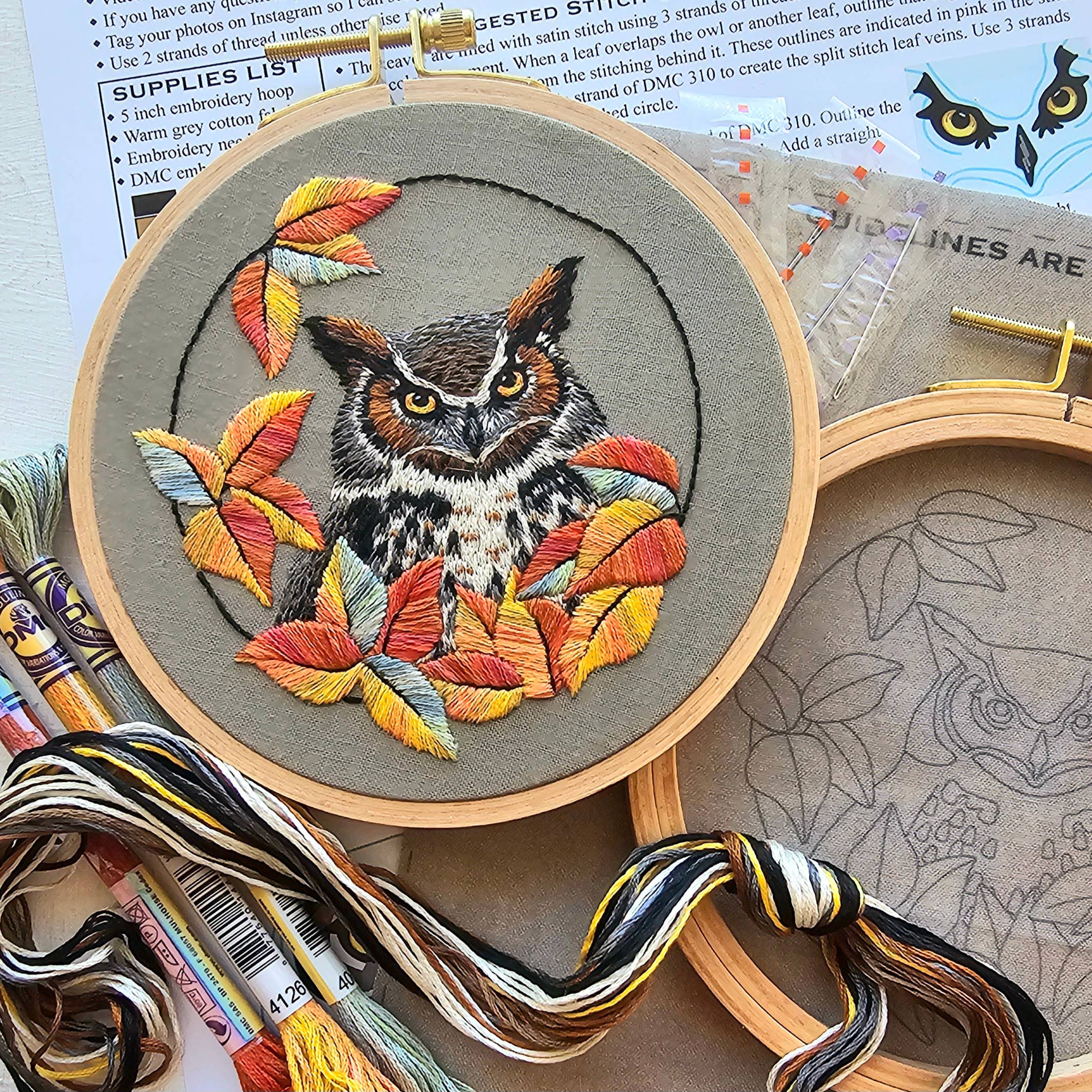 Great Horned Owl Embroidery Kit - 0