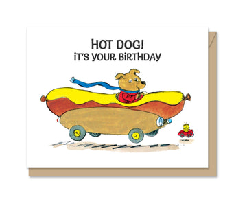 Hot Dog Car Birthday Card