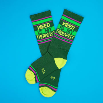 Weed Is My Therapist Gym Crew Socks - 0