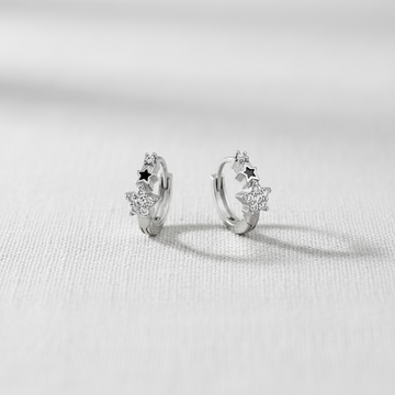 Zirconia Star Hoop Earrings - 0