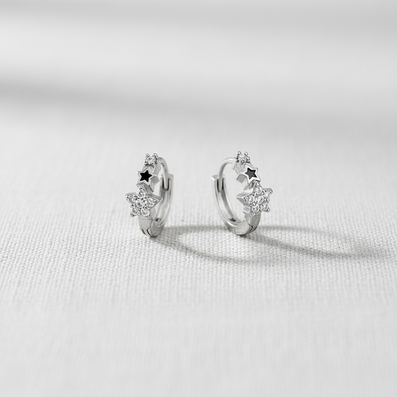 Zirconia Star Hoop Earrings