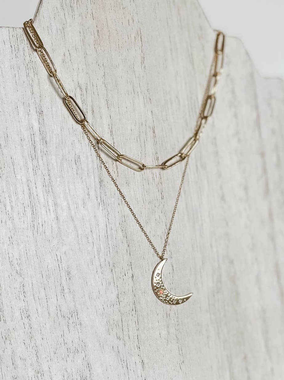 Opal Moon 14K Gold Plated Necklace