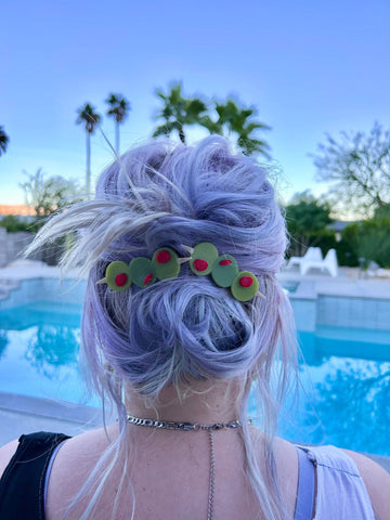 Stuffed Olive Hair Clip Set - 0