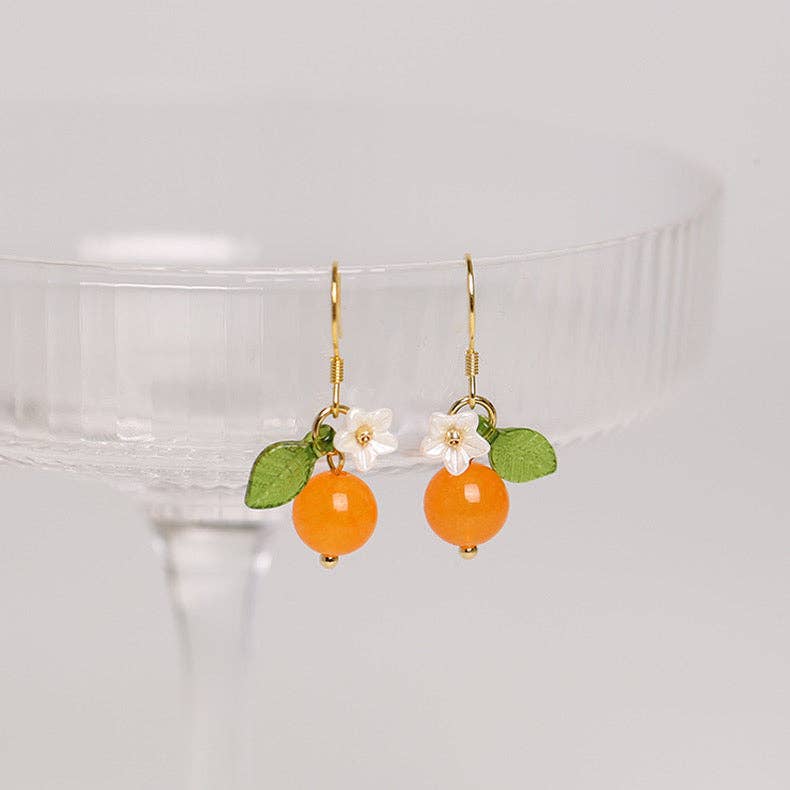 Orange Agate Dangle Earrings