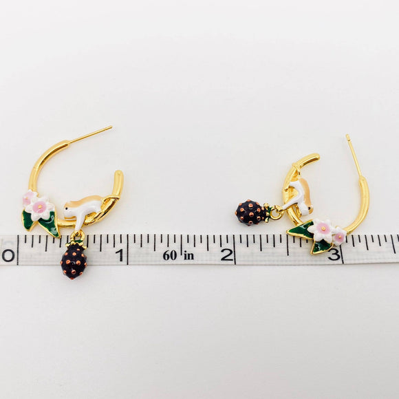 Raspberry Chipmunk Hoop Earrings