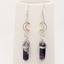 Amethyst Pendant Moon Earrings-1
