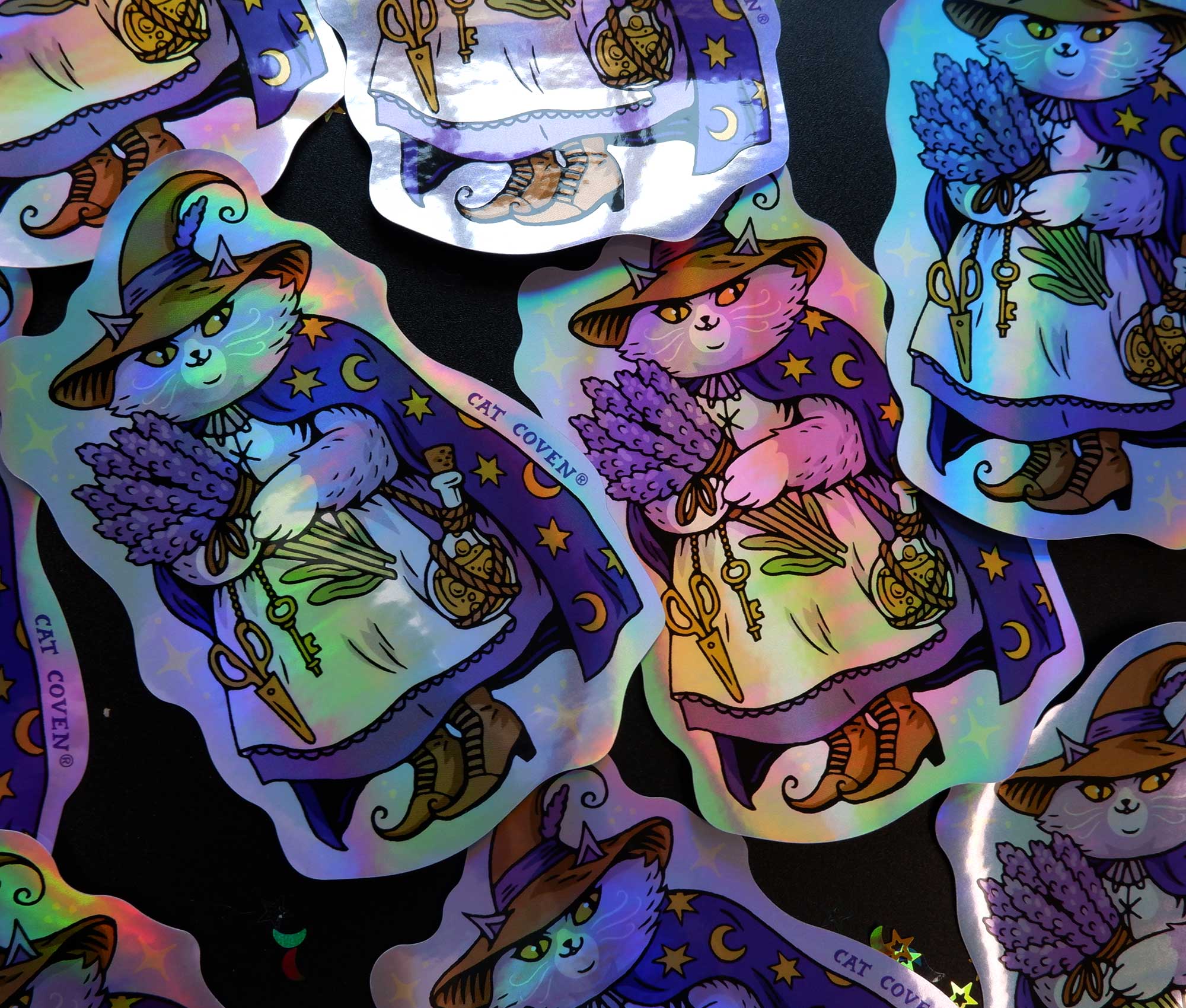 Lavender Cat Witch Sticker - 0