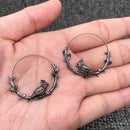 Bird on Branch Hoop Earrings-1