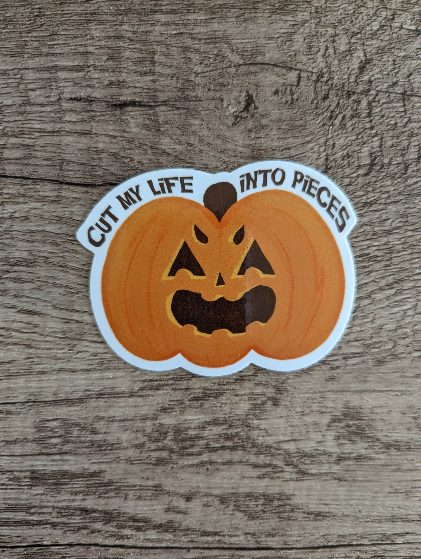 Cut My Life Pumpkin Sticker