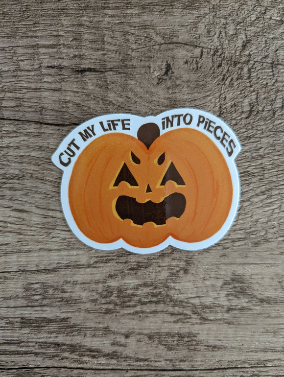 Cut My Life Pumpkin Sticker