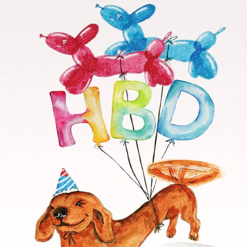 HBD Wiener Dog Birthday Card