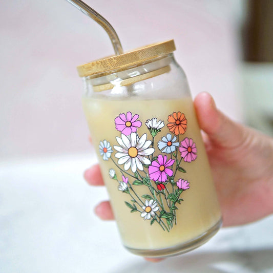 Wildflower Bouquet Can Glass