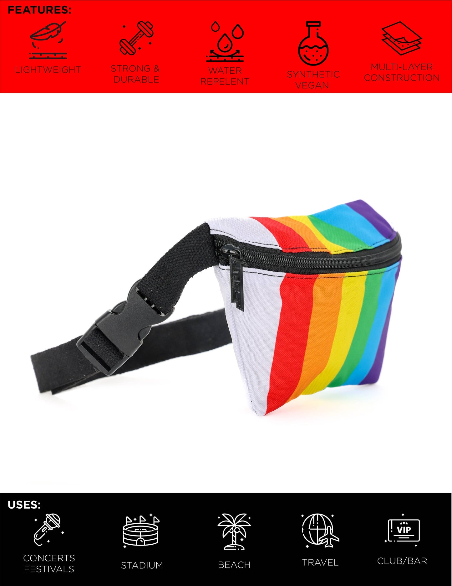 Rainbow Stripe Slim Fanny Pack