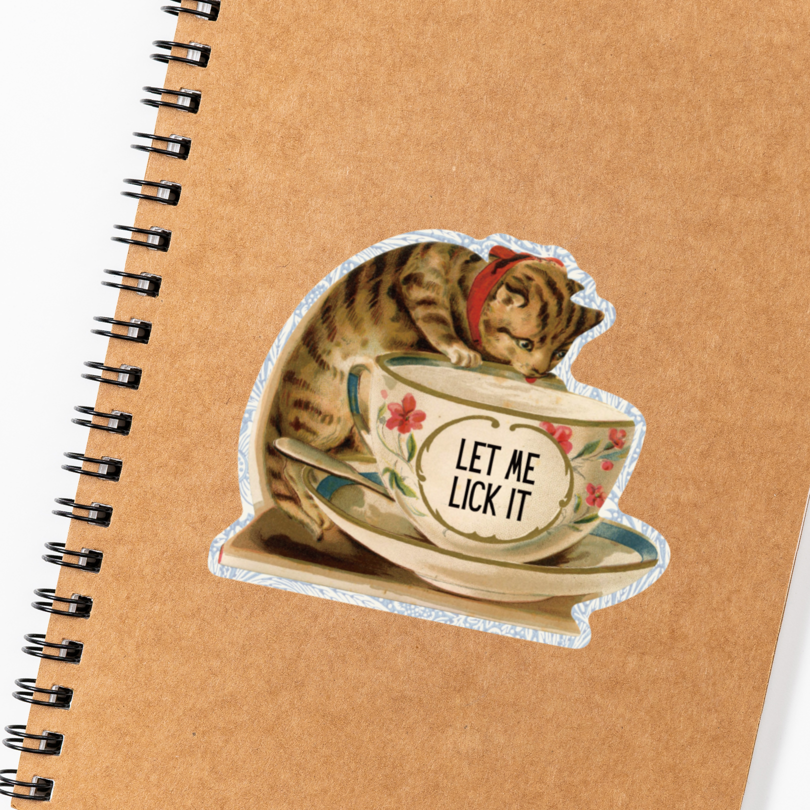 Let Me Lick It Vintage Cat Sticker