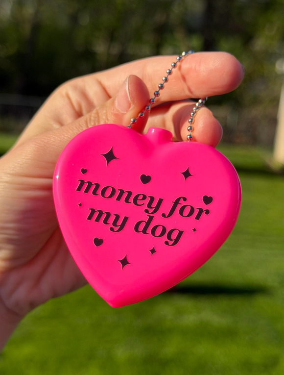 Money For My Dog Rubber Heart Coin Purse