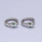 Green Eyed Snake Huggie Hoop Earrings