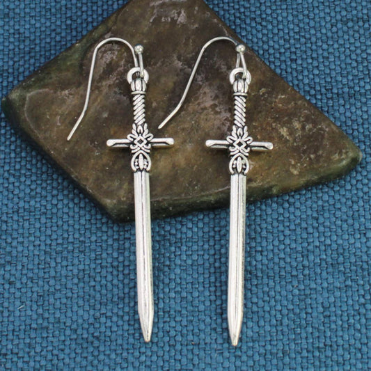 Antiqued Sword Earrings