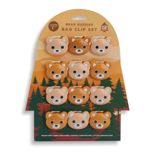 Brown Bear Bag Clips - 12pc