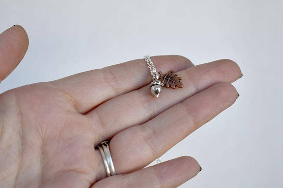 Tiny Silver Acorn Necklace