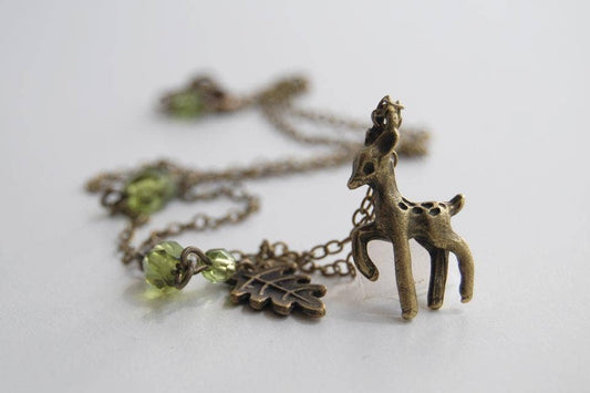 Little Brass Deer Necklace