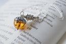 Amber and Silver Acorn Necklace-3