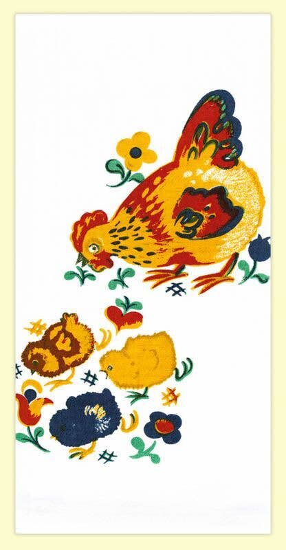 Mama Hen Retro Flour Sack Kitchen Tea Towel