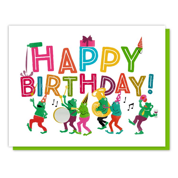 Frog Parade Birthday Card